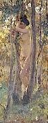 Julius LeBlanc Stewart Jeune femme nue dans un sous-bois France oil painting artist